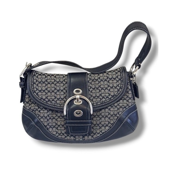 Coach Handbags - Y2K Coach Soho Signature C Buckle Canvas Leather Shoulder Bag F10925 Black